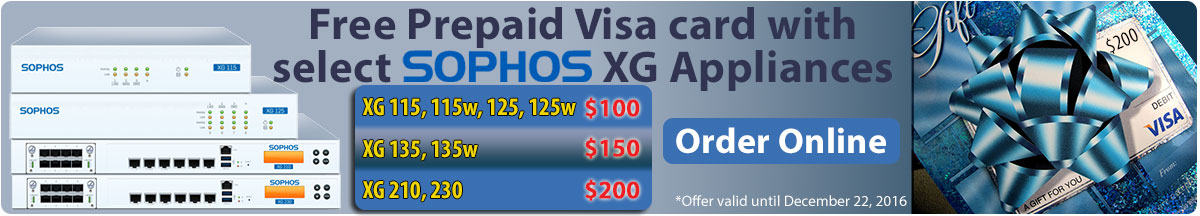 Free Prepaid Visa card with select Sophos XG Appliances!