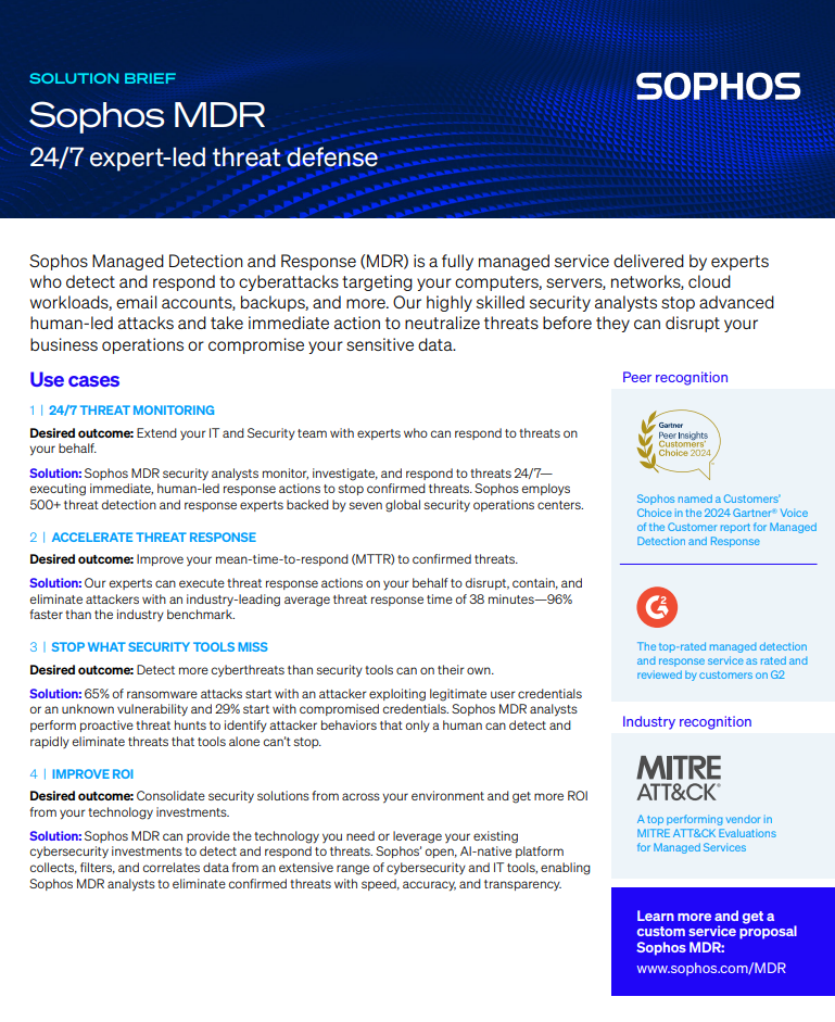 Sophos MDR Team - 24/7 Expert Protection