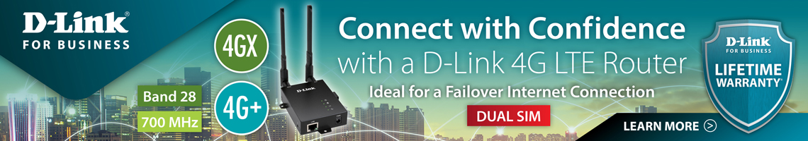 D-Link for Business - DWM-312 4G LTE Router - Connect with Confidence. Ideal for a Failover Internet Connection - Dual Sim, 4GX, 4G+, Band 28, 700 MHz. Learn More!